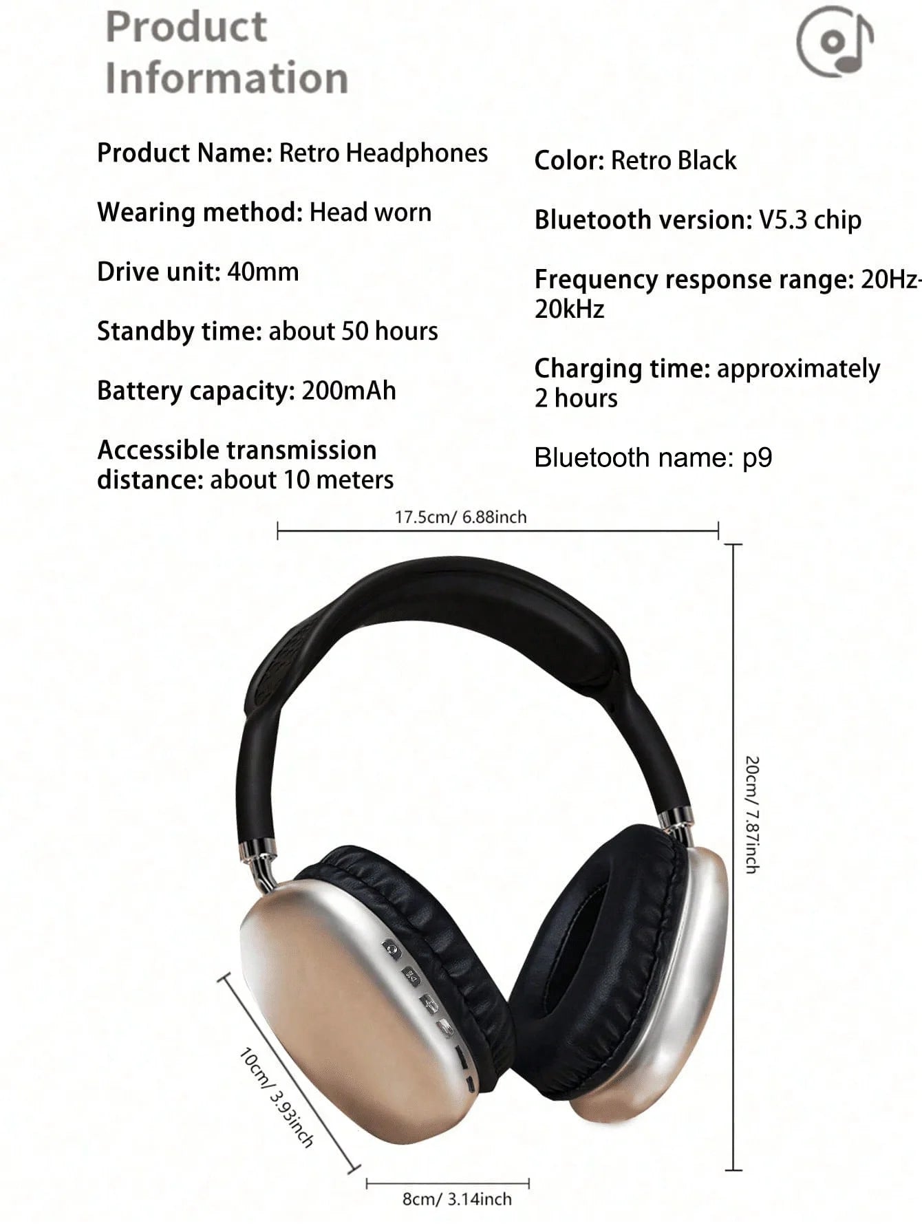 Headset Bluetooth headphones with long battery life, noise reduction and call function.
