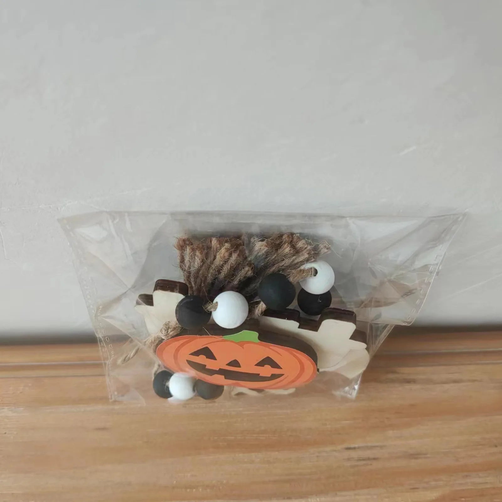 Halloween Wooden Hanging Decorative Ghost Festival Atmosphere Decorations Beaded Witch Pumpkin Bat Pendant Home Party Supplies