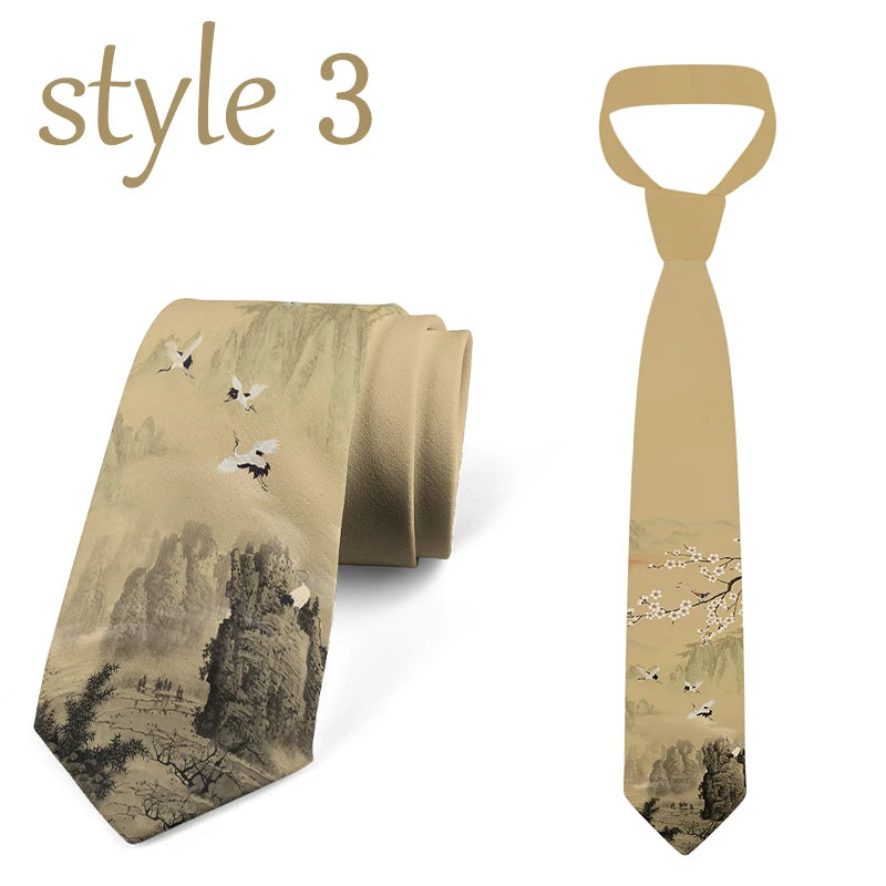 Fashion new cartoon oil painting accessories tie men and women general high-quality popular men's tie suit business wedding