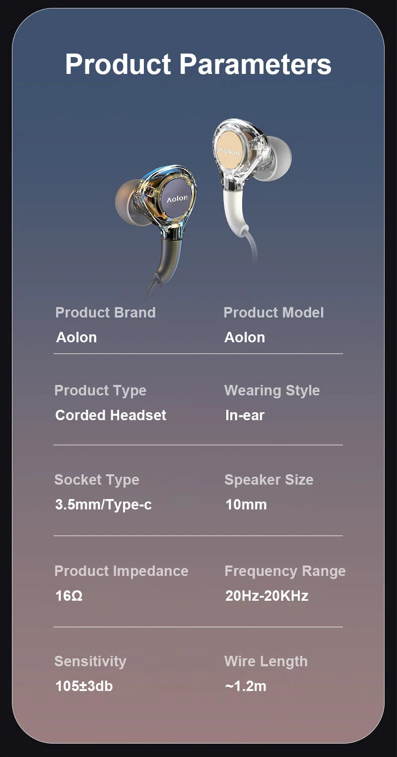 2025 Newest Wired Earphone With Microphone Hifi Music Monitor Bass Headphones Noise Cancelling Headset For Sport Gaming Earbuds