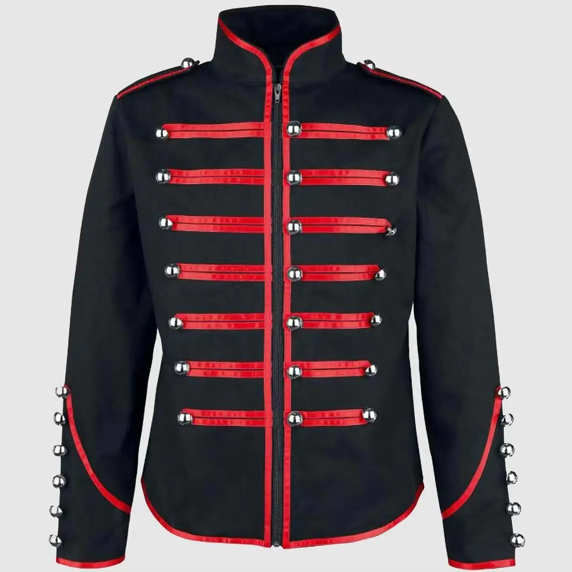 Steampunk Men Gothic Clothing Military Jackets Medieval Vintage Jacket Stand Collar Rock Frock Coat Men's Retro Punk Coat