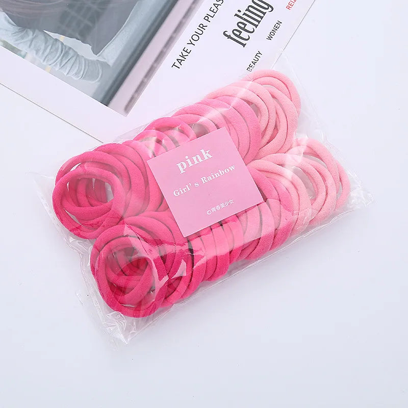 50PCS/Set Women Girls Basic Hair Bands 4cm Simple Scrunchies Elastic Headband Hair Ropes Ties Ponytail Hair Accessories Headwear