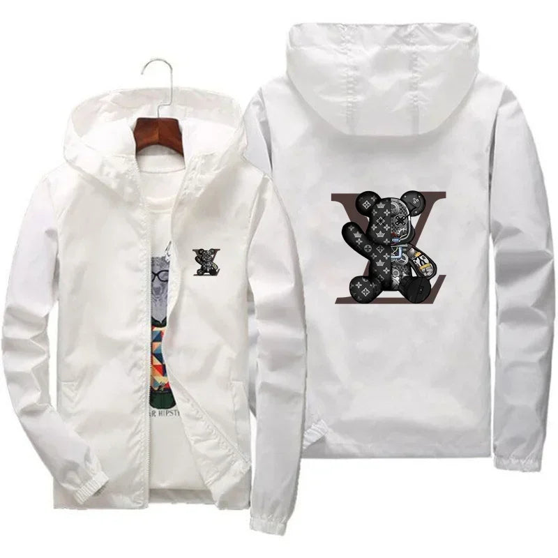 Men's jacket, large size 2025 autumn/winter high-quality fashionable jacket, new hooded windbreaker, fashionable print