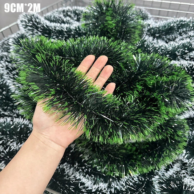 Christmas Garland Home Party Wall Door Decor Xmas Tree Ornaments Tinsel Strips With Bowknot Party