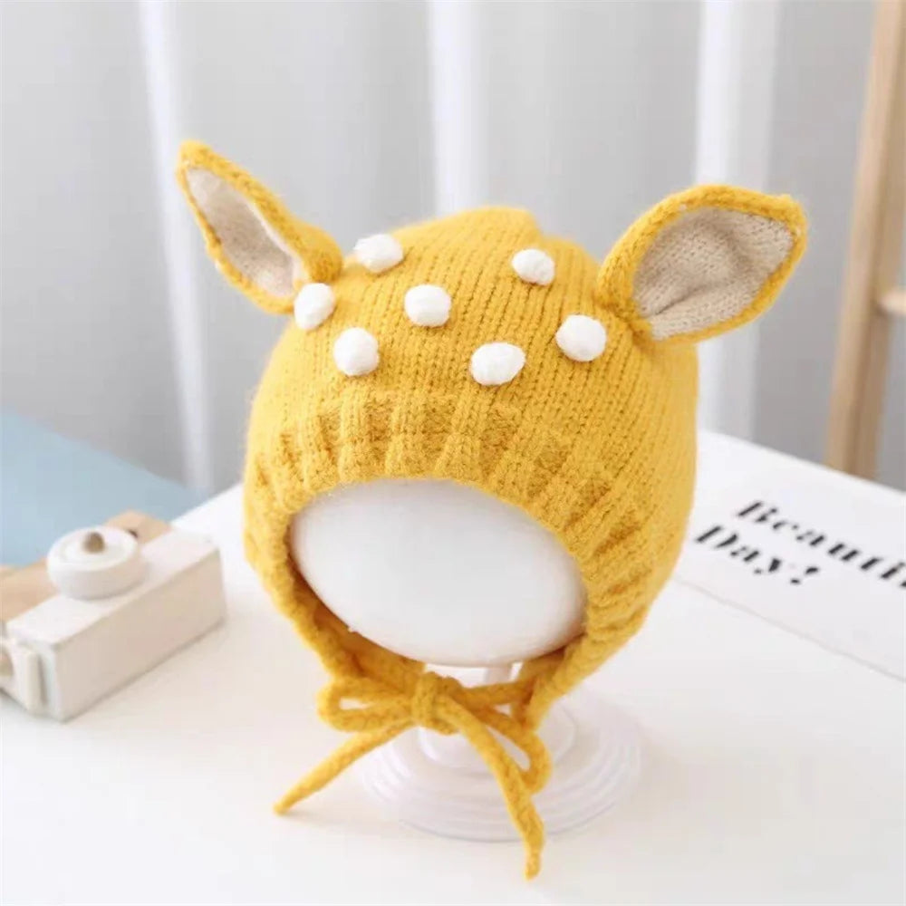 Winter Baby Stuff Hat for Boy Girls Accessories Knited Cap Kids Hat Fleece Warm Gloves Thick Winter Ear Kids Hat Baby Bonnet