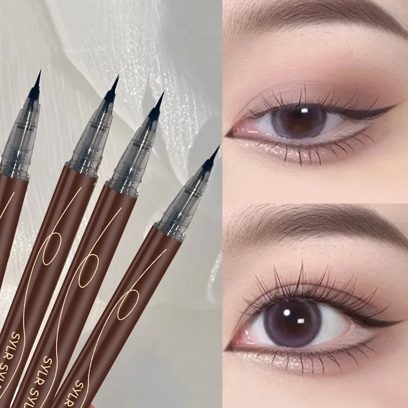 Ultra-fine ultra-fine eyebrow pencil waterproof professional sweat-proof liquid eyeliner Eyebrow dual-purpose durable makeup art