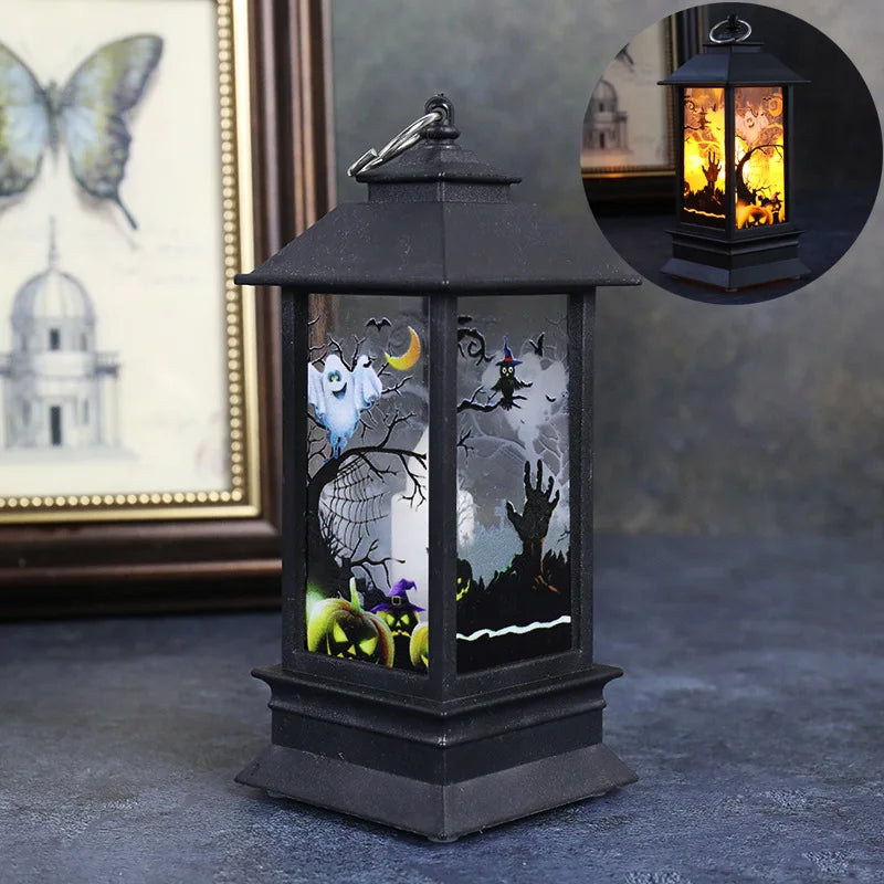 Halloween Decorations Pumpkin Castle LED Decorative Lamp Holiday Party Horror Props Candle Hanging Lantern Bar Garden Home Decor
