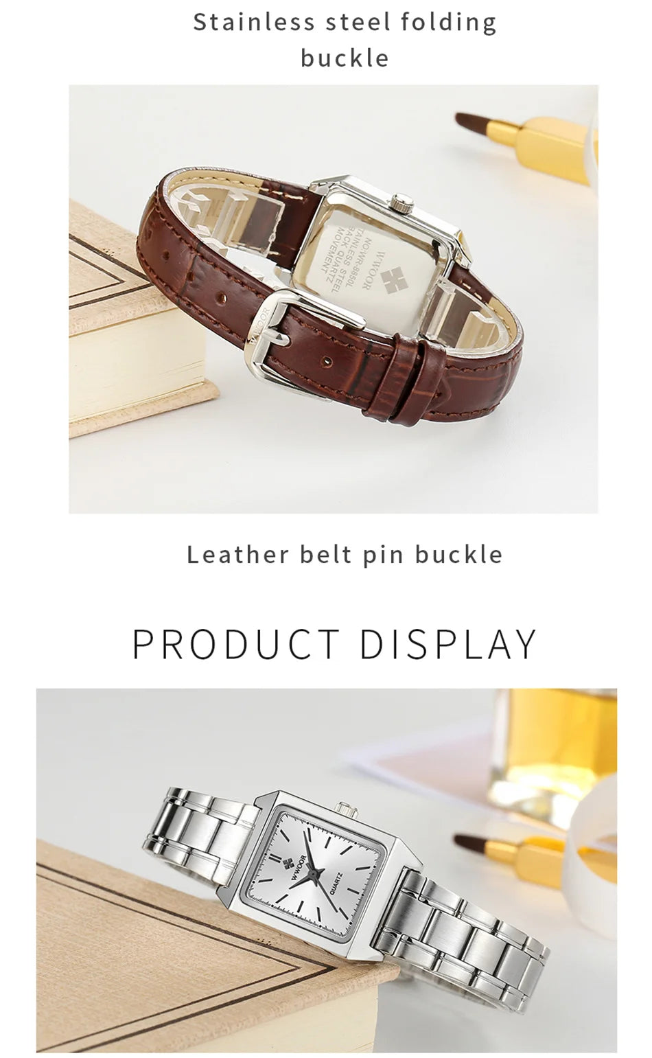 Fashion Top Brand Wwoor Womens Watches Black Small Square Wristwatch Woman Dress Bracelet Watch For Women Gift Xfcs Montre Femme