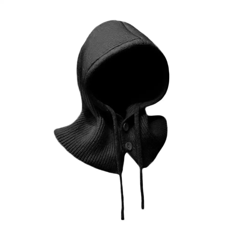 Winter Balaclava Hats for Women Unisex Knitted Hooded Caps Outdoor Warmer Drawstring Hat One-Piece Neck Collar Beanies Caps