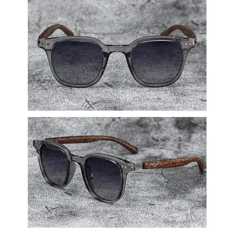 Sunglasses for Men Women Trendy Retro Wood Grain Polarized UV Protection Eyewear Cycling Outdoor Street Photography Sunglasses