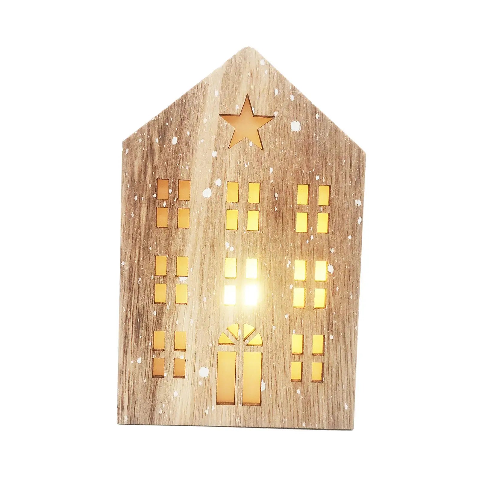 Christmas Glowing House Wooden Crafts Wooden Cabin House Shape Lighting Ornaments Office Desk Bookshelf Decorations
