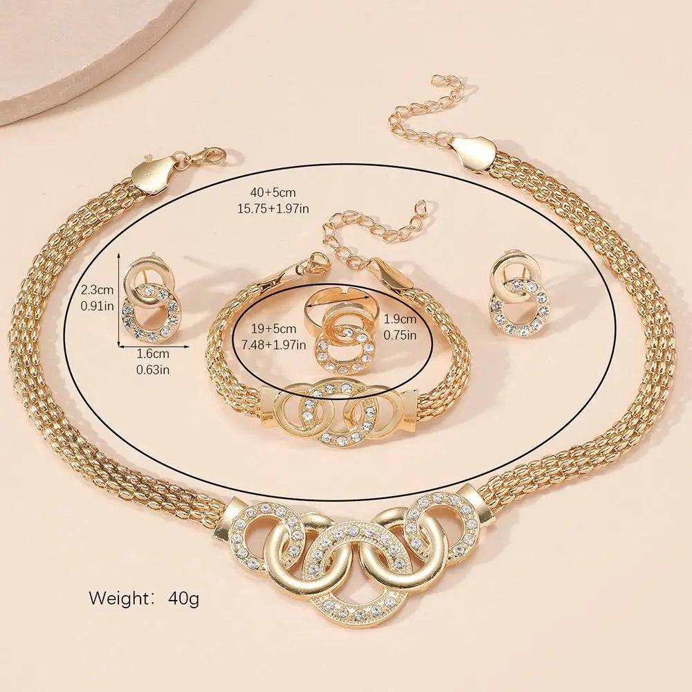 Exaggerated Rhinestone Jewelry Set Shining Crystal Necklace Earrings Set Light Luxury Exquisite Earrings Wedding Engagement