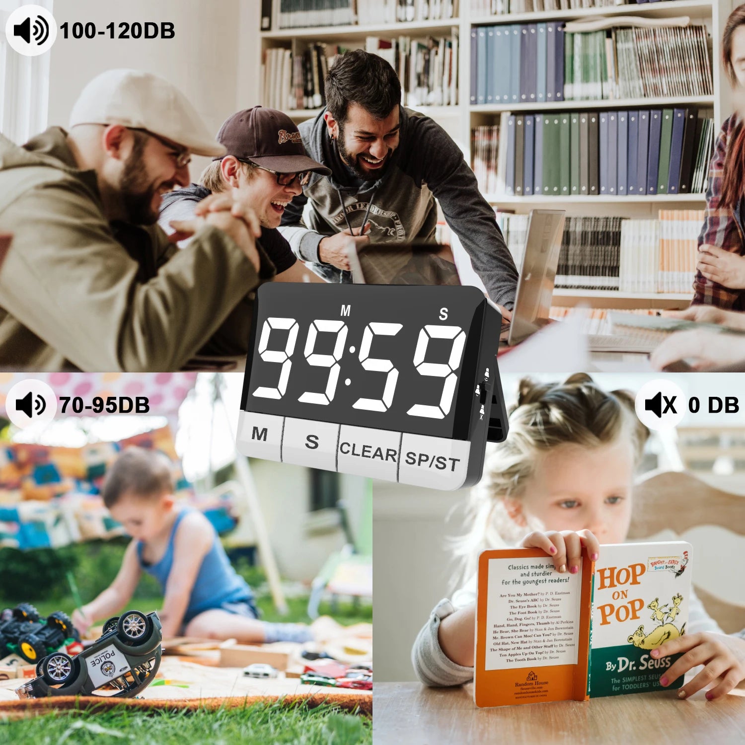 Kitchen Timer, Digital Kitchen Timer Countdown with Large LED Display, Count UP Countdown Magnetic Countup Timer for Cooking