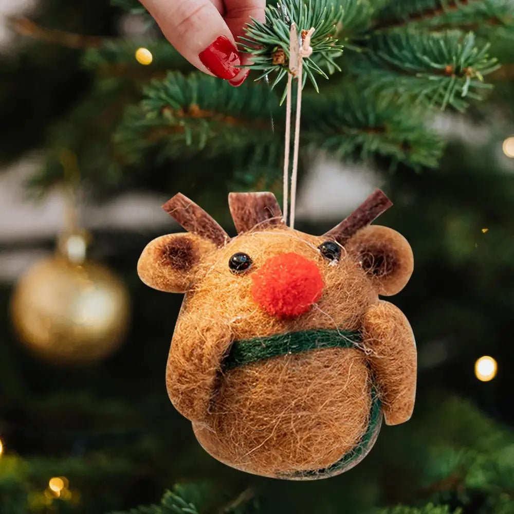 Christmas Felt Deer Pendant Xmas Tree Decorative Hanging Gingerbread Man Elk Decor 2024 Christmas Party Crafts Ornaments