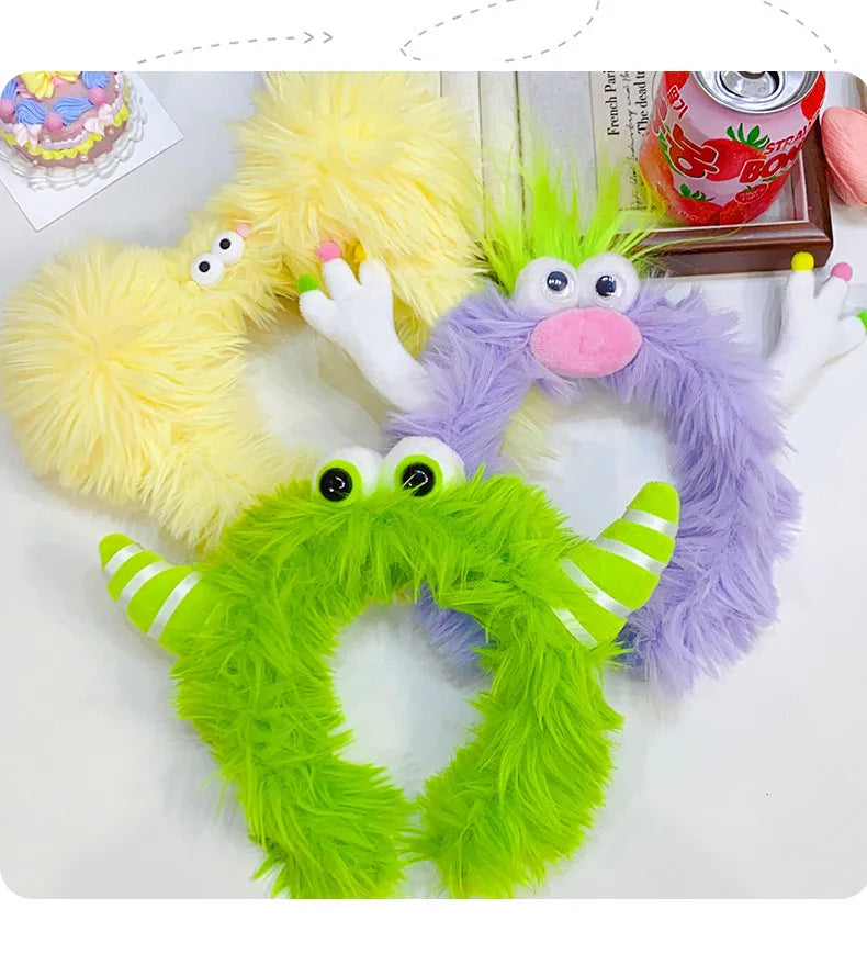 Winter Funny Ugly Doll Hairbands Cute Children Kids Headband Girl Dopamine Cartoon Plush Hairband Hair Accessories