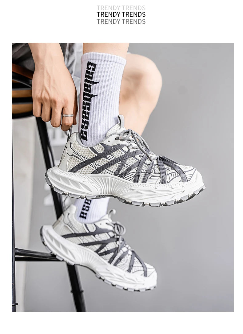 Men's Shoes Fashion White Sneakers For Men Lace up Skateboard Board Shoe Thick Sole Versatile Vulcanized Shoes Zapatillas Hombre