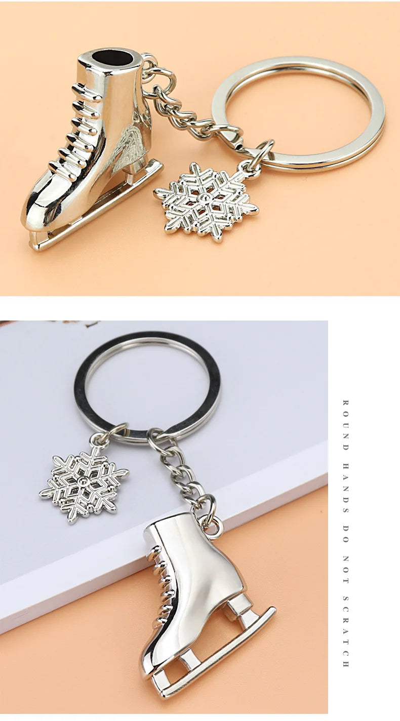 Winter Skates keychain car skate buckle Key Chain ice skate shoes snowflake key chain winter games promotion commemorative gift