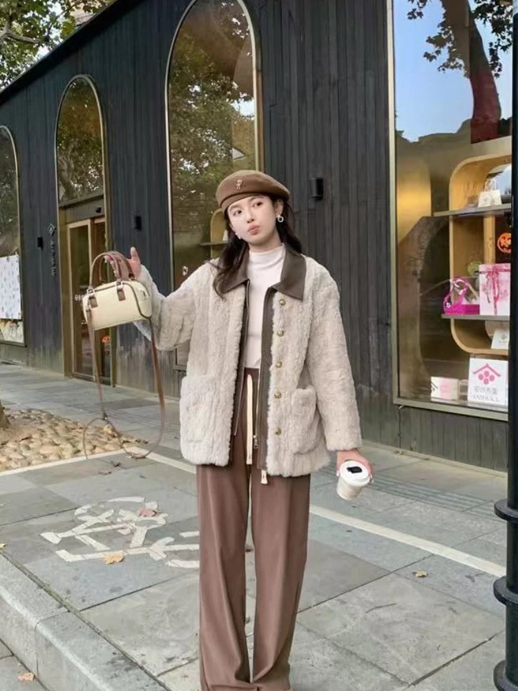 Women's Winter Jacket Little Fragrant Lamb Wool Coat Female Short Winter New Loose Thickened Mao Mao Top Cotton-padded Jacket