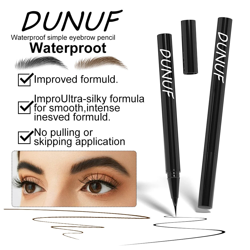 DUNUF 2 Colors Long-lasting liquid Eyebrow pencil Ultra-fine anti-stain, waterproof and perspiration-proof quick drying Eyeliner