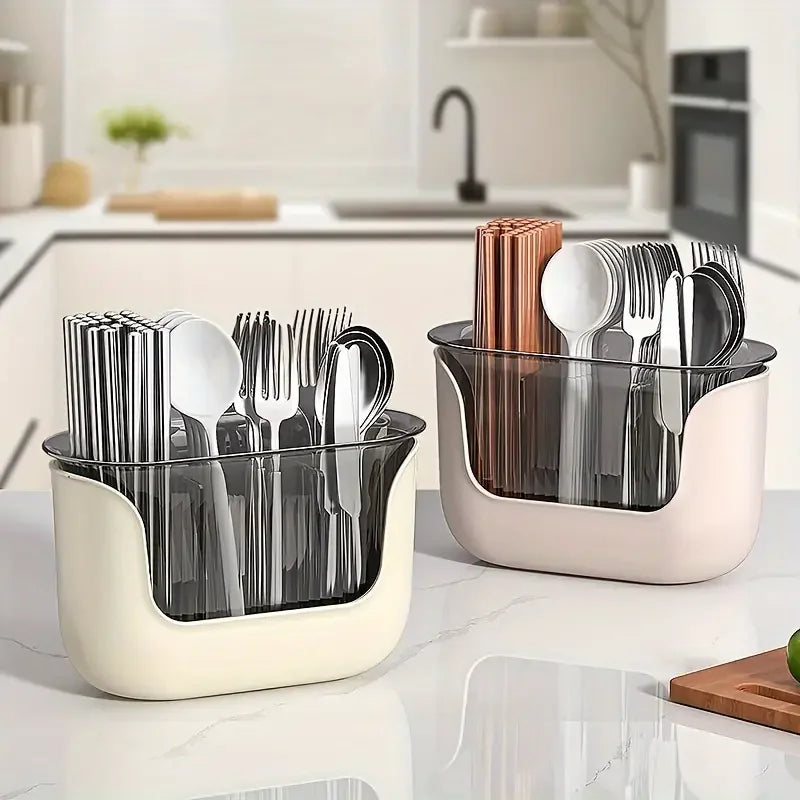 Kitchen Storage Spoon Chopstick Silverware Drying Drain Basket Cutlery Holder 3 Compartment Flatware Caddy Kitchen Accessories