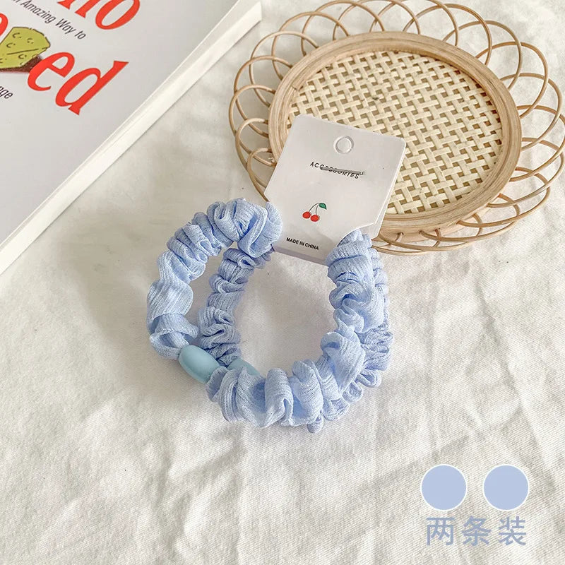 2Pcs Women Elastic Hair Bands Rubber Band Hair Ties for Girls Children Colorful Nylon Scrunchies Headband Kids Hair Accessories