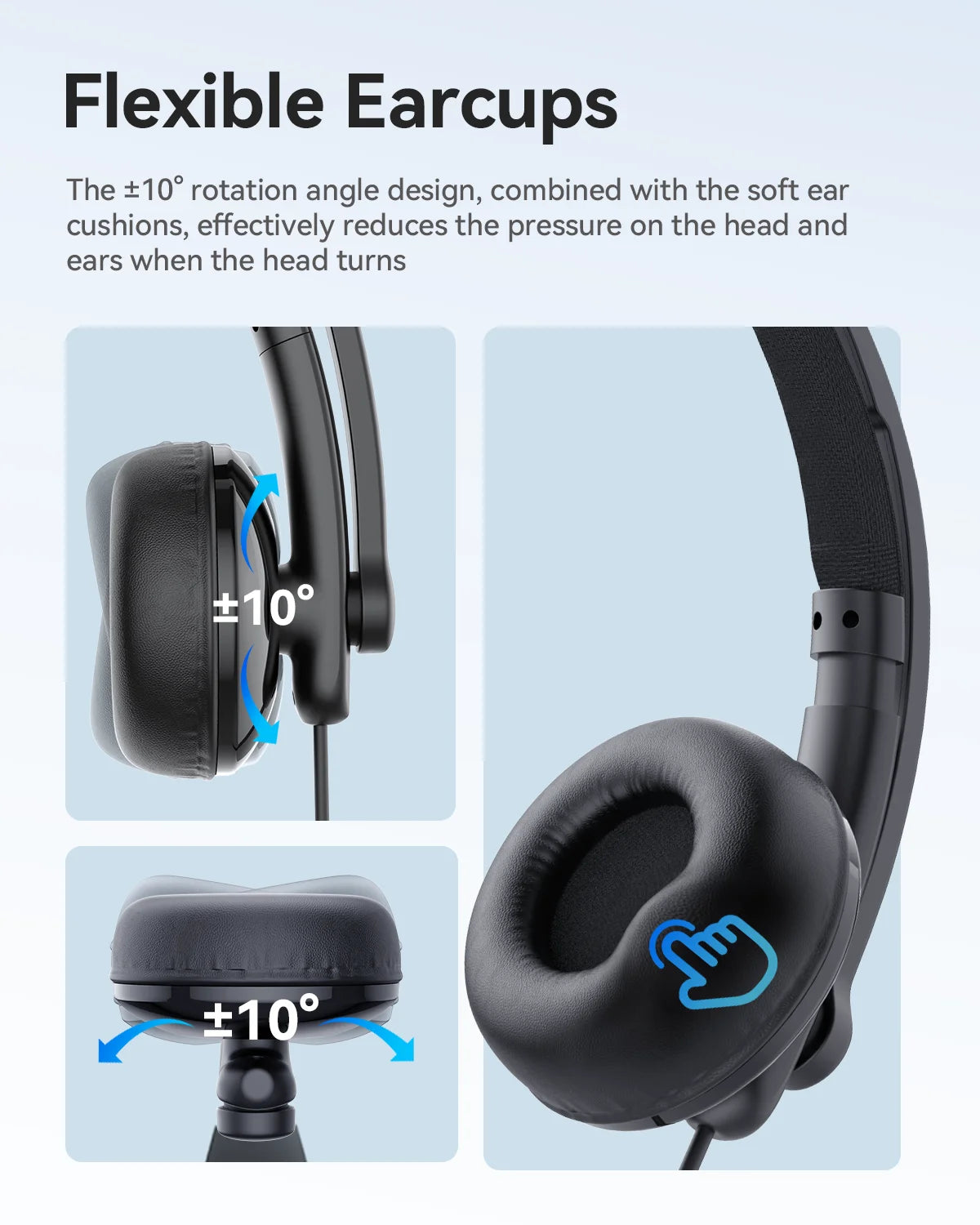 EMEET Wired Headset with Microphone Call Center USB Headphones ENC Noise Cancelling Office Cable Earphones for Phone/PC Computer