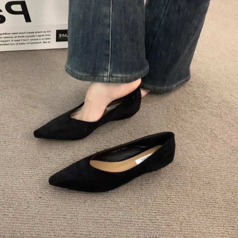 Women's Fashion Flat Shoes 35-39 Pointed Toe Shallow Mouth One Foot Stirrup Single Shoes Comfortable Soft Bottom Women's Shoes