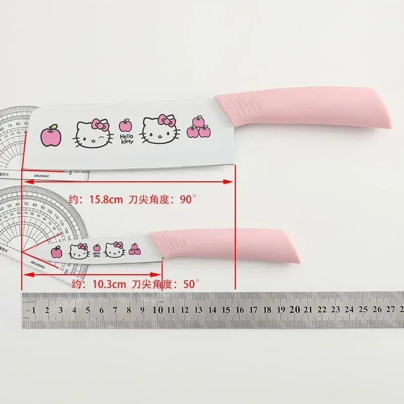 Sanrio  animation peripheral cartoon Kawaii Hello kitty anti-rust kitchen knife cutting board set creative fruit knife wholesale