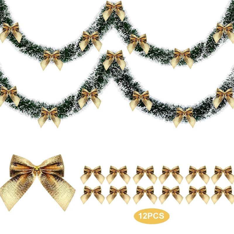 Christmas Garland Home Party Wall Door Decor Xmas Tree Ornaments Tinsel Strips With Bowknot Party