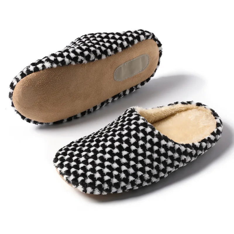 Women Men Winter Warm Slippers Home Bedroom Silent Casual Non Slip Shoes Couples Indoor Soft Sole Cotton Plush Slides