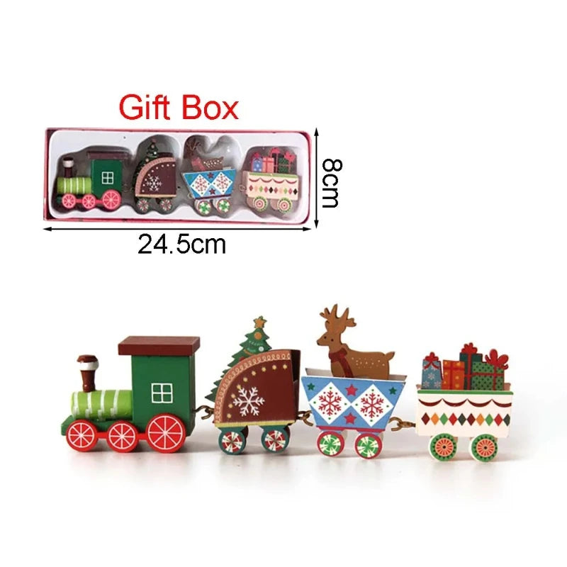 Christmas Decorations, Wooden Four-festival Mini Train, Children's Holiday Gifts, Window Display Table Ornaments Navidad