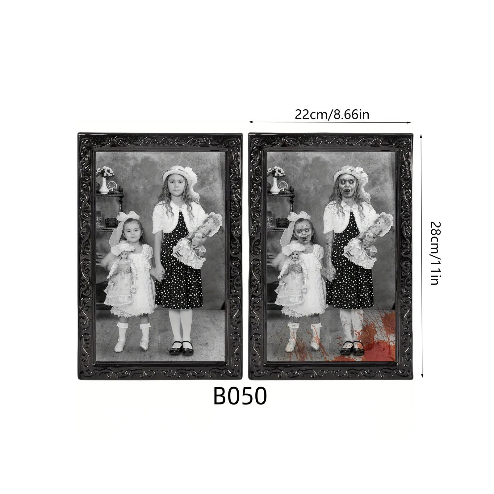 Halloween Scary Wall Decor 3D Changing Face Moving Picture Frames Portrait Gothic Horror Poster Mansion Decoration Party Supply