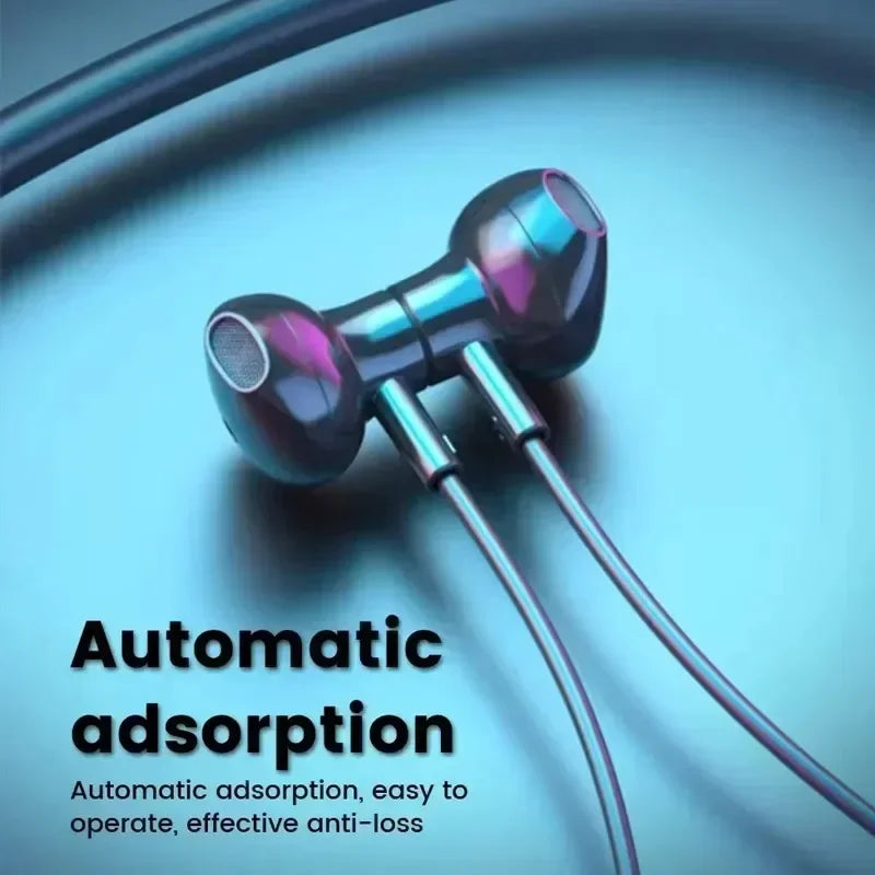 Wireless Bluetooth Earphones Neckband Headphones Gaming Stereo Sports Headset Halter Waterproof Magnetic Earbud with LED Display