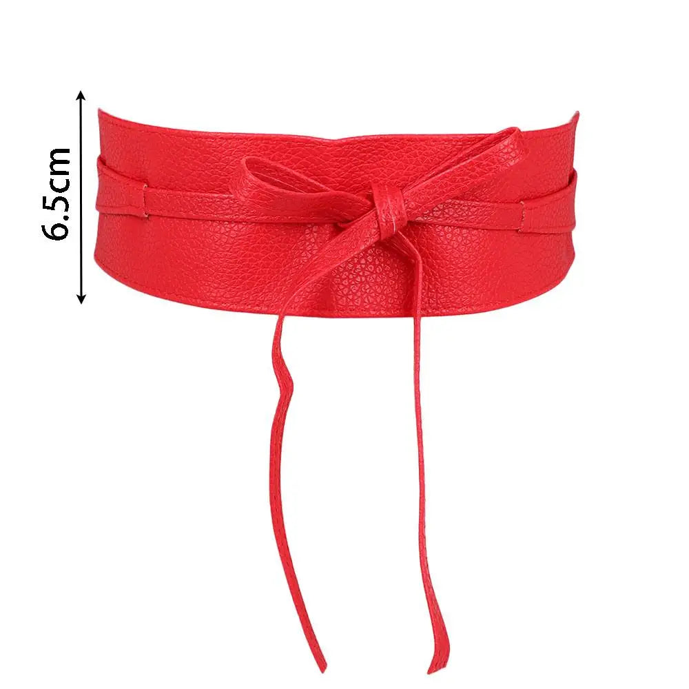 Dress Accessories Soft Leather for Female Elegant Bow Belt Dress Belt Wide Self Tie Wrap Around Waist Band Ladies  Girls Belt