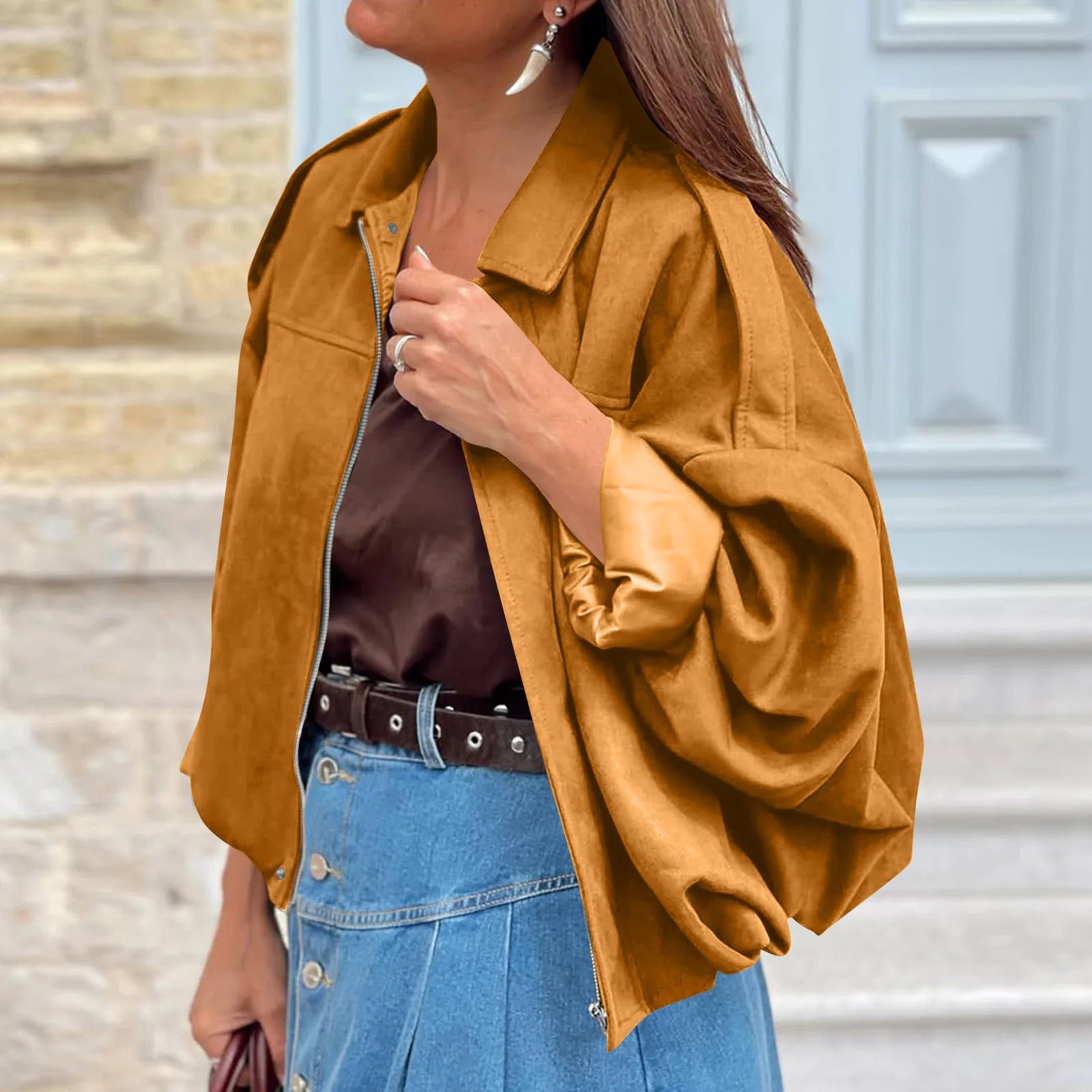 Women's Jackets Coat Fashion Turn-down Collar Long Sleeve Loose Coats Vintage Female Outerwear Chic Street Youth Jackets Tops