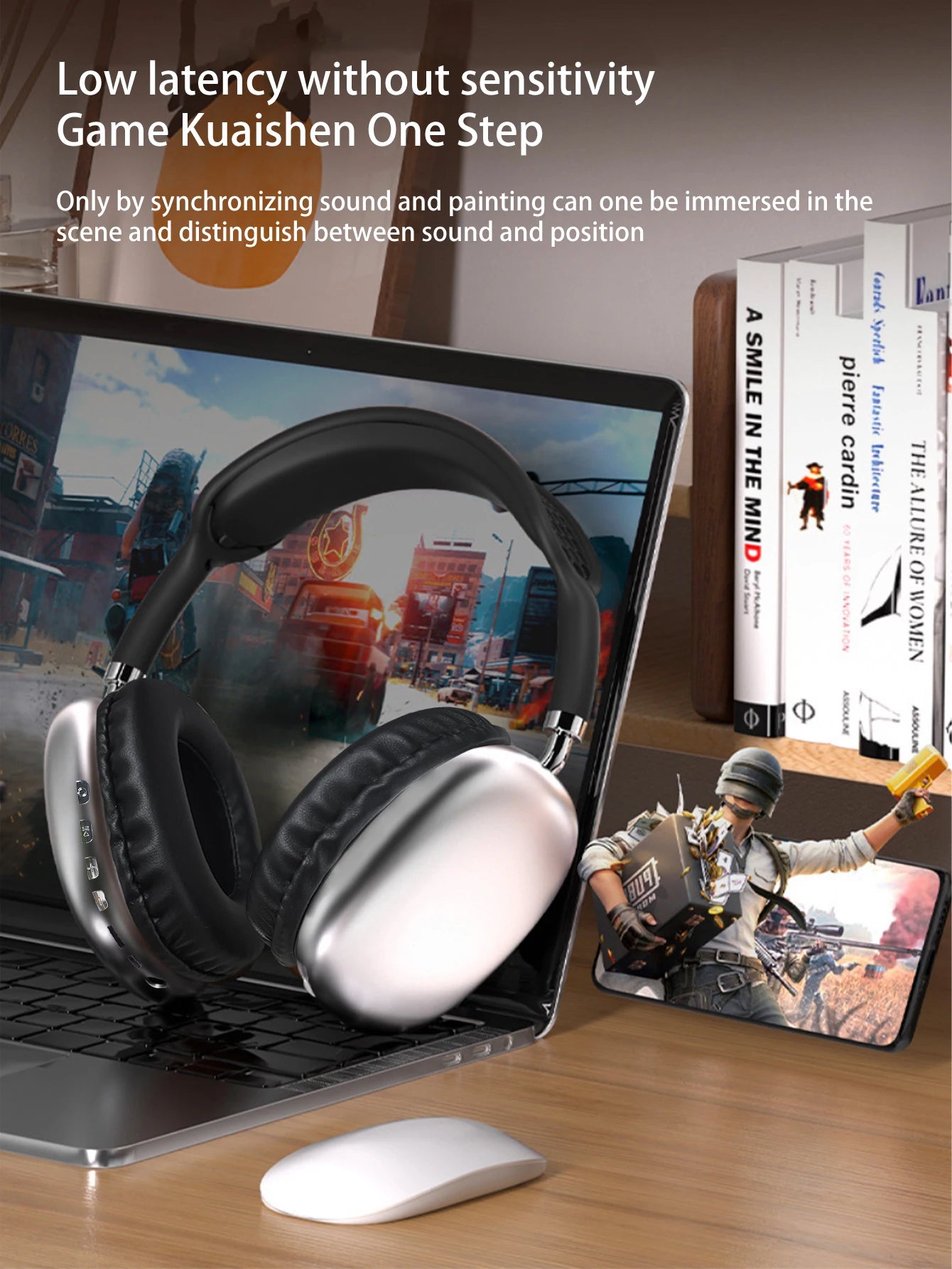 Headset Bluetooth headphones with long battery life, noise reduction and call function.
