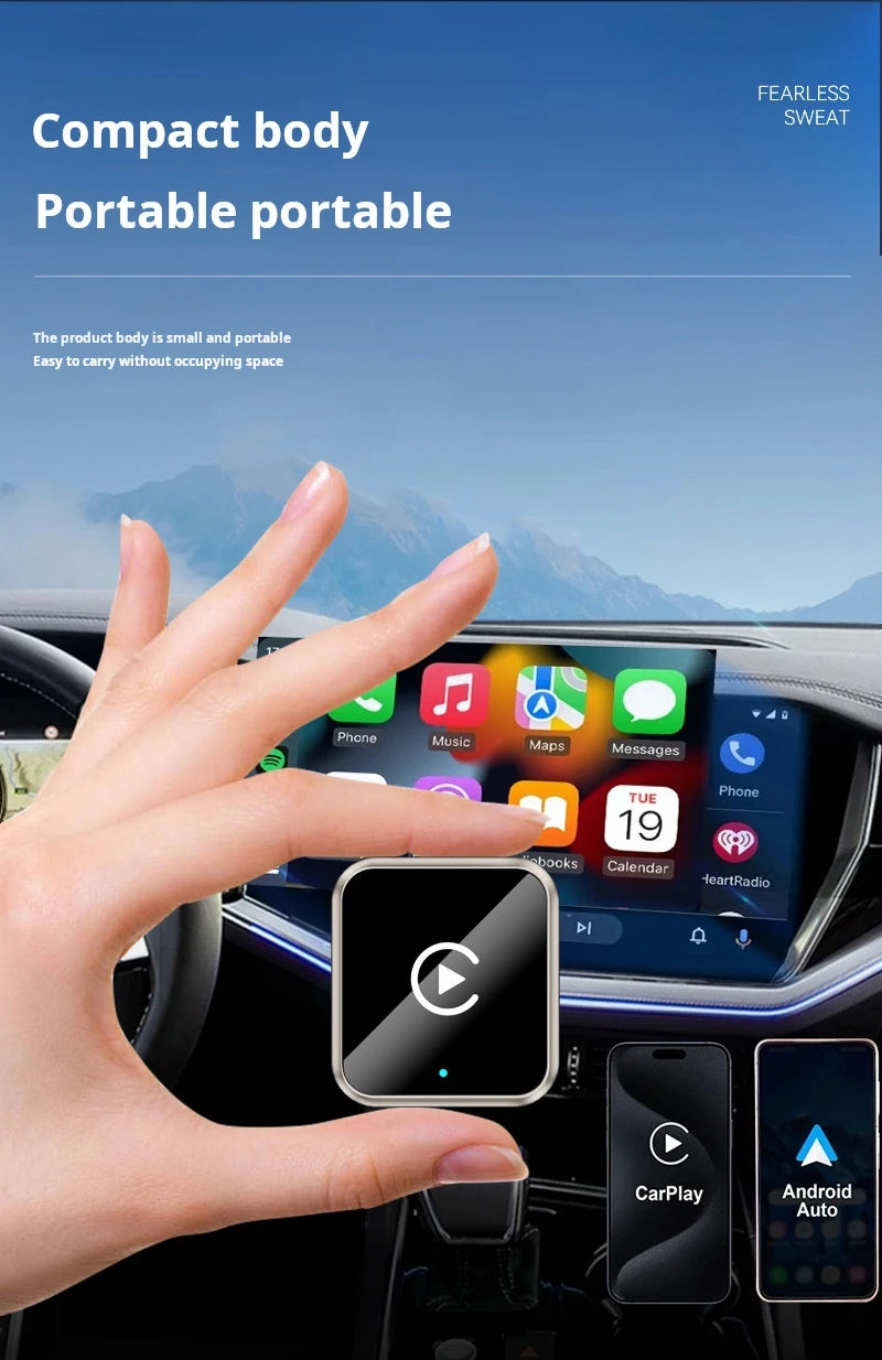 Plug-in Carplay Android Auto 2-in-1 Box Wireless CarPlay Smart Car Adapter Stable Connection for Most Vehicles+Play Blueto