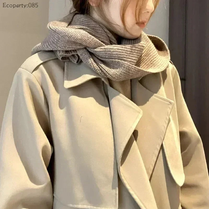 Winter Hat and Scarf Set Knitted Hooded Shawl Balaclava Hat Women Keep Warm Scarf Wool Pullover Hat Gothic Accessories 2025 New