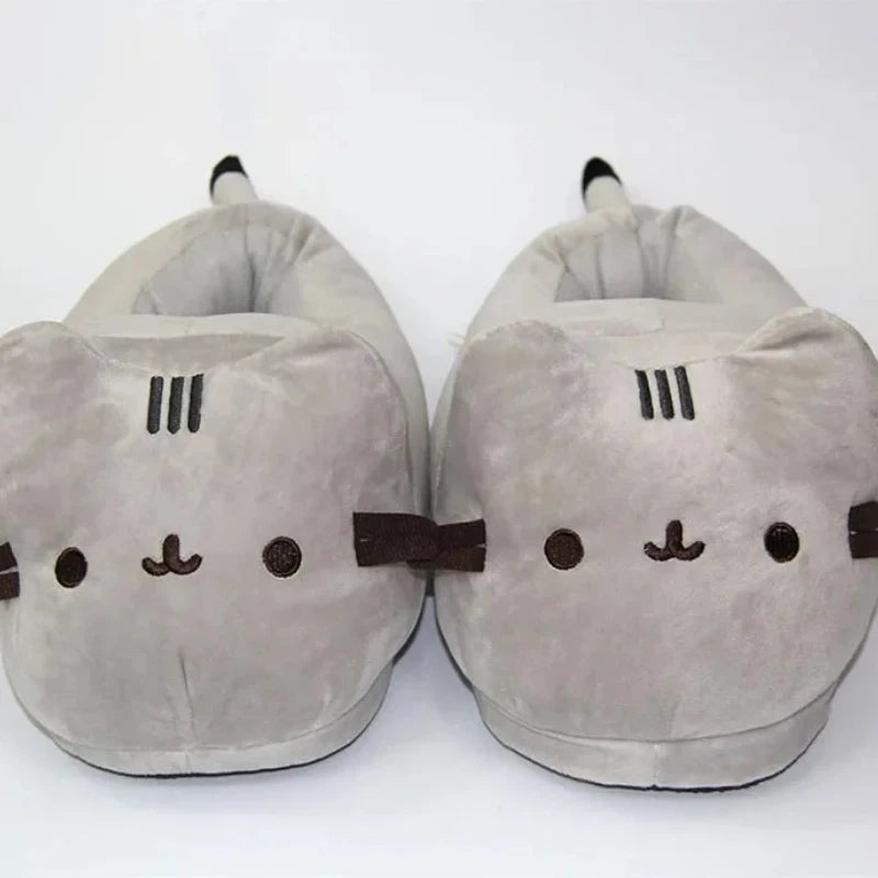 Winter Warm Package Heel Kawaii Slippers Funny Cotton Cute Cat Home Shoes Non-slip Cartoon Couple Student Slippers Domestic