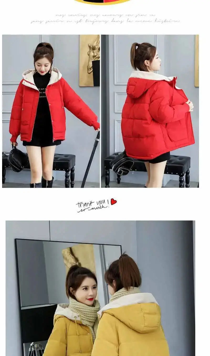 Women Winter Jacket 2025 New Warm Thicken Cotton Coat Korean Plus Size Loose Bread Jacket Women Hooded Basic Coat Winter Outwear