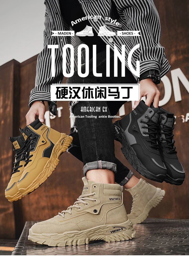 2025 New Autumn Winter Shoes for Men Outdoor Non-slip Wear-resistant Short Boots Fashion Comfort Casual Men's Shoes Botas Hombre