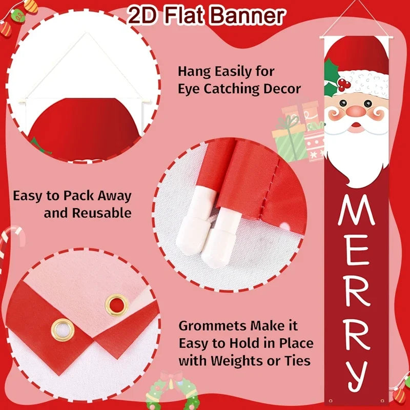 Christmas Door Decoration 2025 Merry Christmas Banner Decor for Home Hanging Xmas Ornament Navidad Happy New Year Gift 2026