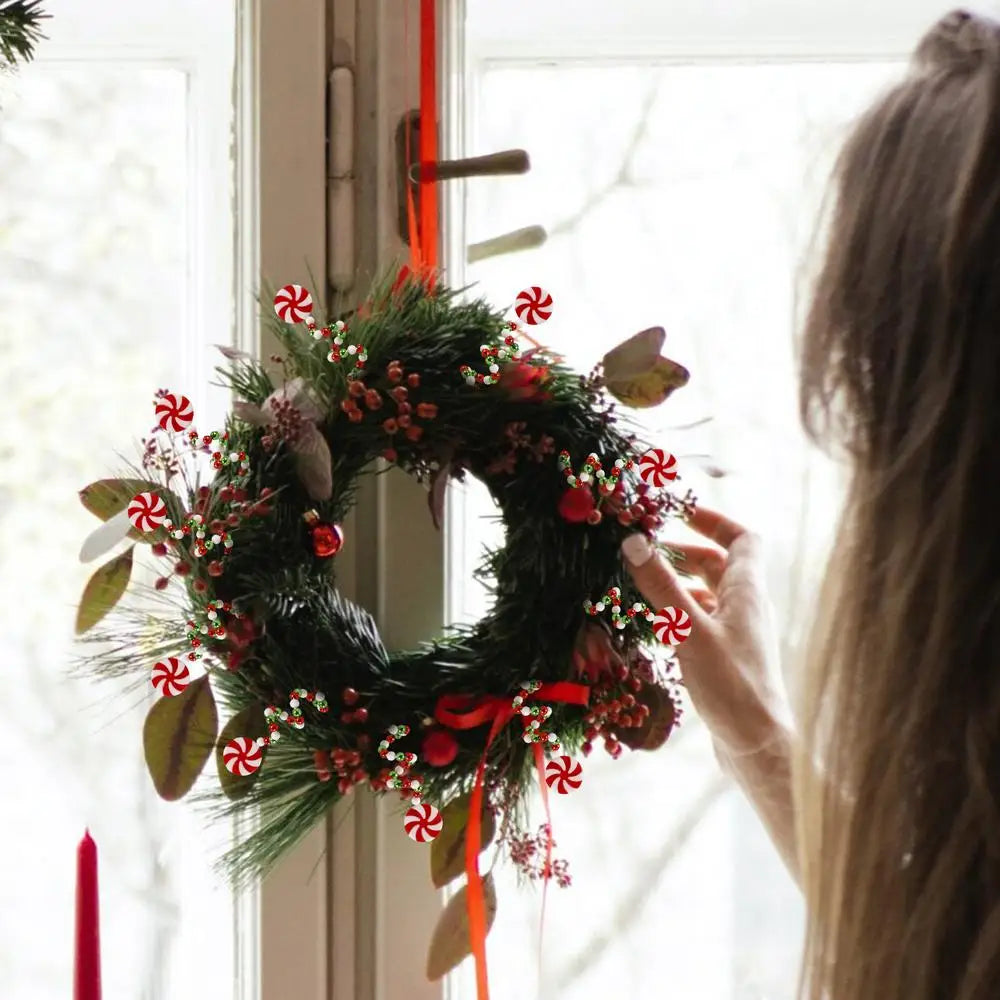 Christmas Candy Cane Decorations Christmas Tree Decoration Red White Lollipop Decoration Curved Candy Christmas Tree Stems Decor