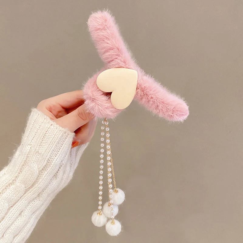 Hair Claw Headwear Women Fashion Faux Fur Hair Clip Acrylic Large Hair Claw Korea For Girl Winter Crab Barrette Hair Accessories