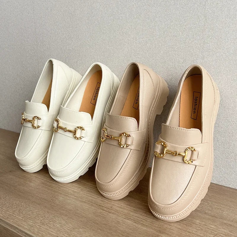 Women's Loafers Shoes Autumn Platform Sole British Style Fashionable Outdoor Slip-On Single Shoes Thick Sole Korean Style