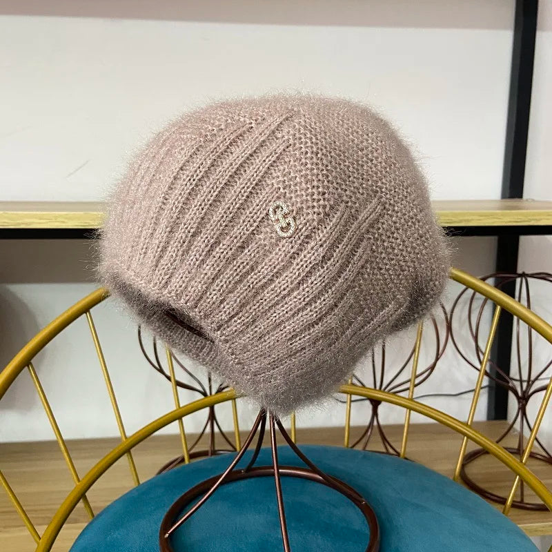 Winter Hats for Women Warm Thick Beanies Girls Outdoor Headwear Knitted Skulls Elastic New Striped Diamond Female Casual Hats