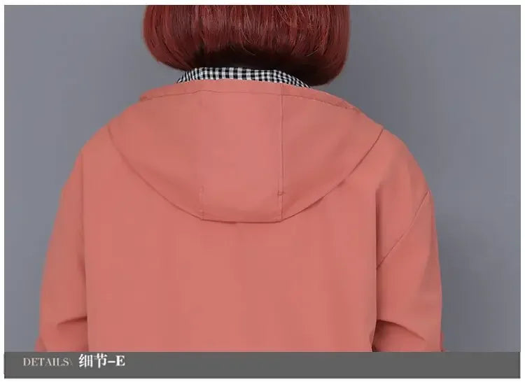 Women'S Clothes Spring Autumn Jacket Top 2025 New Women Windbreaker Korean Loose Casual Hooded Jacket Ladies All-Match Coat