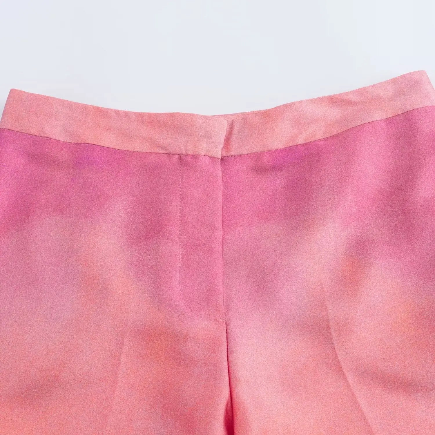 Women's Autumn Suit Tie Dye Turn-Down Collar Single Breasted Blouse+High Waist Gradient Zipper Casual Streetwear Wide Leg Pant