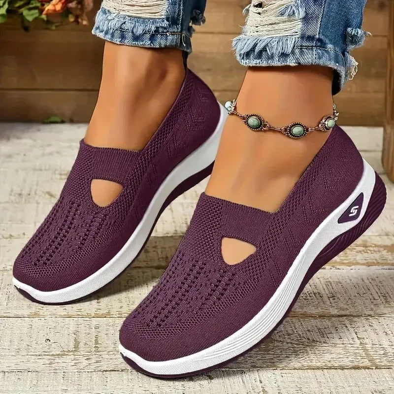Women's Sneakers Breathable Casual Shoes Summer Soft Sole Orthopedic Shoes Lightweight Slip on Walking Shoe Non Slip Flat Shoes