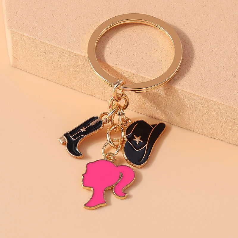 Fashion Women Hat Shoe Pendants Keychain for Car Key Handbag Purse Hanging Keyrings Accessories DIY Jewelry Gifts